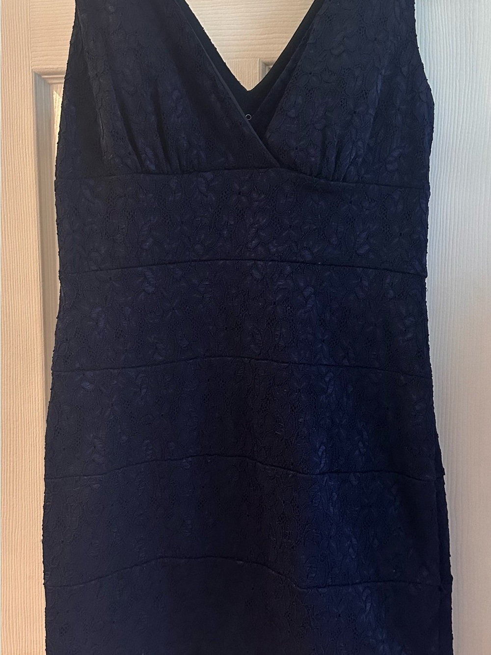 Enfocus Studio Navy Strapless Lace Sheath Dress